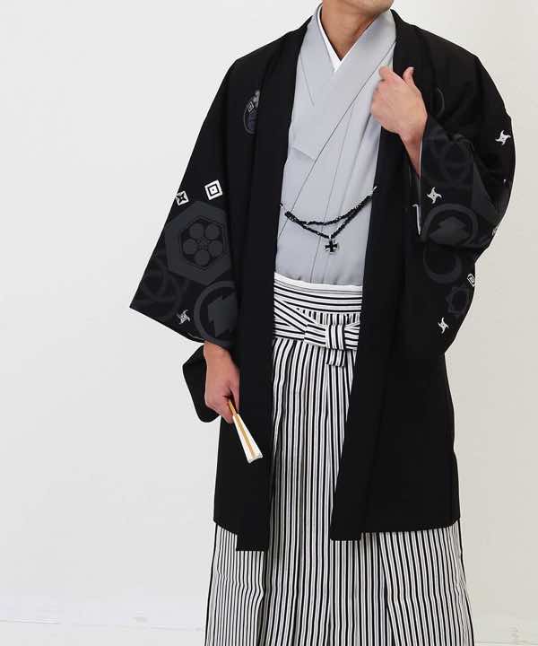 男性用 羽織袴レンタル | 黒の多種紋様羽織 | hataori(ハタオリ)