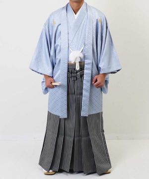 男性用 羽織袴 | ライトブルーの羽織に仙台平