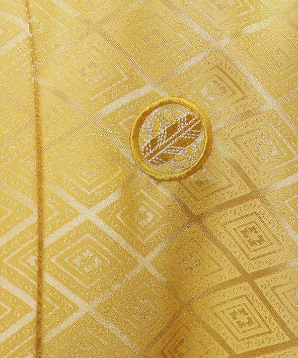 男性用 羽織袴レンタル | 黄色の菱紋羽織に仙台平
