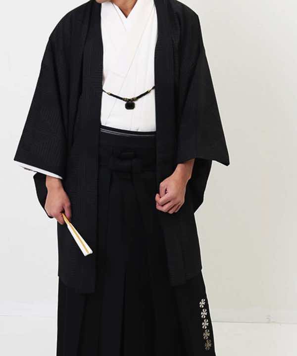 男性用 羽織袴レンタル | 黒の幾何学文様羽織 | hataori(ハタオリ)