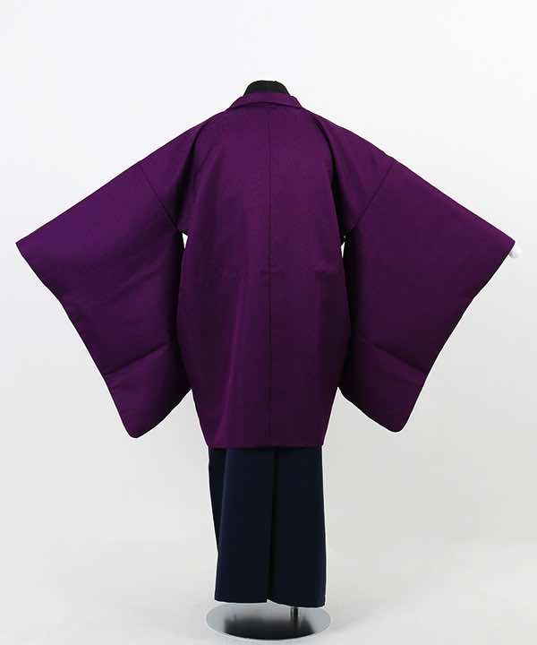 卒業式袴(小学男児用)レンタル | 黒地の着物に紫羽織 紺袴