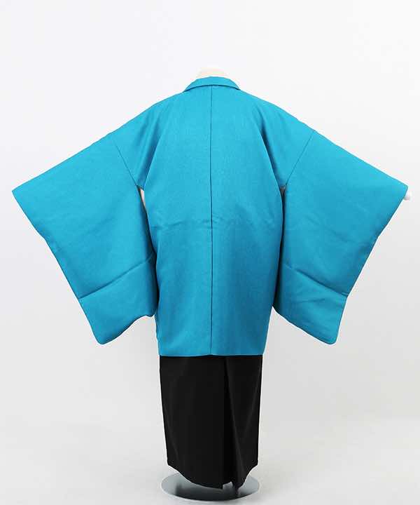卒業式袴(小学男児用)レンタル | ベージュ地着物に水色羽織 黒袴