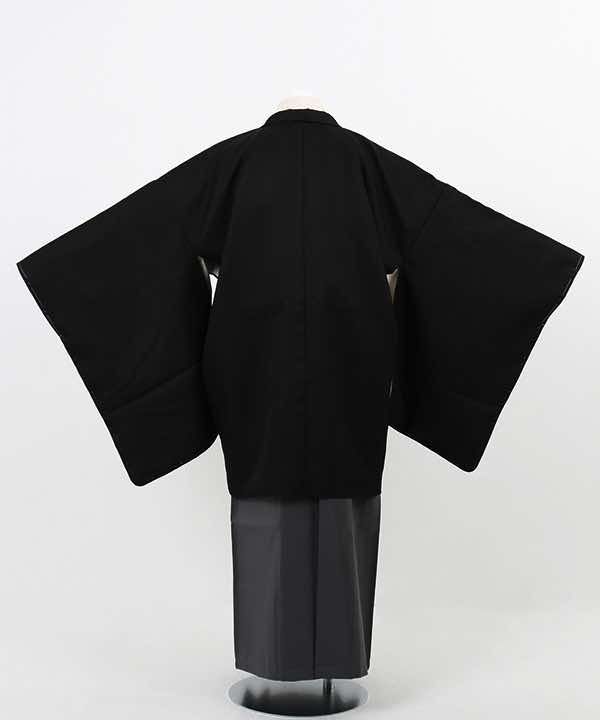 卒業式袴(小学男児用)レンタル | ベージュ地着物に黒羽織 灰色袴
