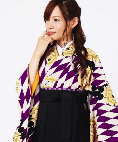 卒業式袴 | ダイヤバラード(紫) 黒無地袴