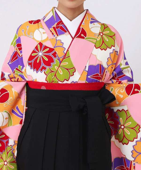 卒業式袴レンタル | 撫子色地に折鶴と桜