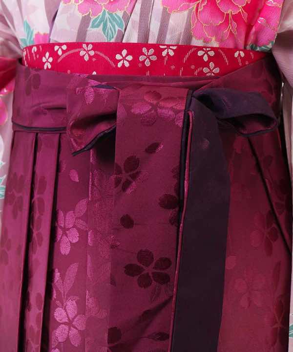 卒業式袴レンタル | 薄桃影絵 箔押し桜の暈し袴