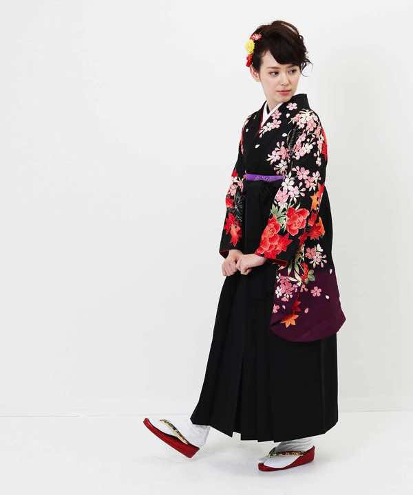 卒業式袴レンタル | 紫黒の四季花