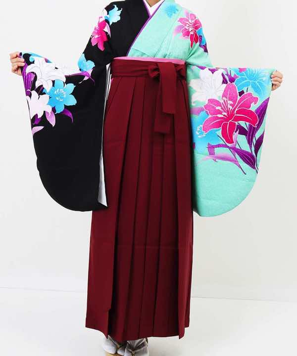 卒業式袴レンタル | 黒瑠璃と緋色袴