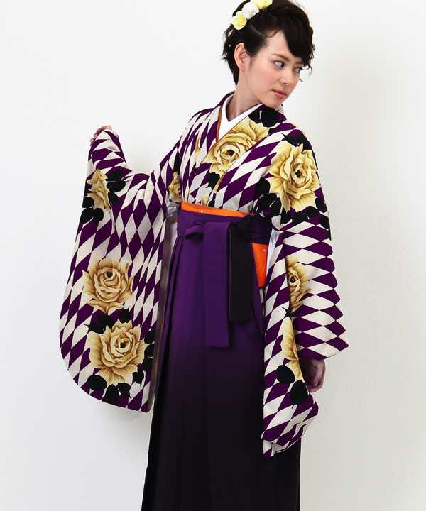 卒業式袴レンタル | ダイヤバラード(紫)×紫暈し袴