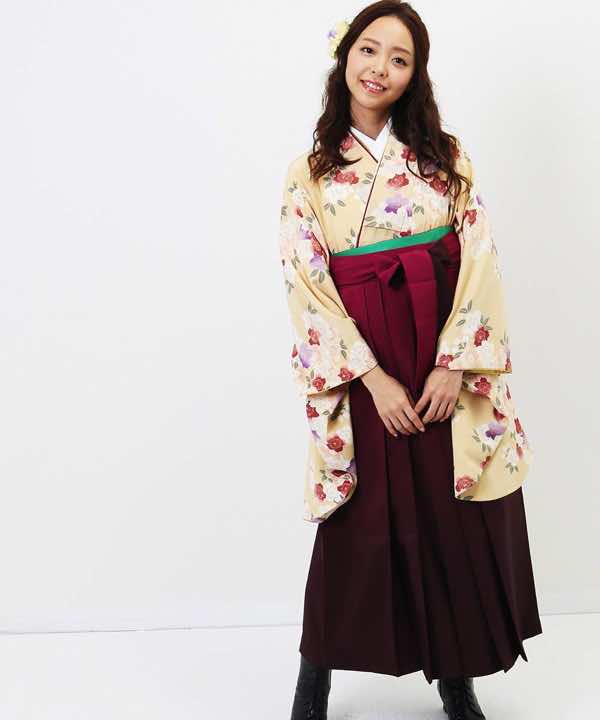 卒業式袴レンタル | クリーム色に古典桜