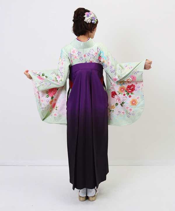卒業式袴レンタル | ミントグリーンに蝶と花