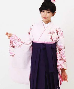 卒業式袴 | ピンクホワイトの牡丹スタイル