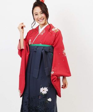 卒業式袴 | 舞い散る小桜 × グレイッシュネイビー