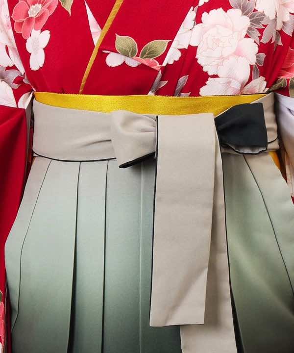 卒業式袴レンタル | 赤椿と白牡丹の抹茶ぼかし