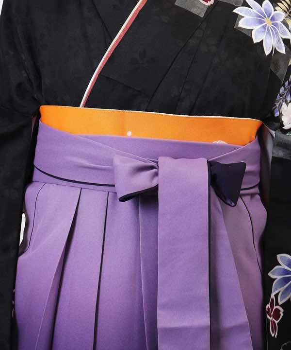 卒業式袴レンタル | 黒地に藤垂れの二尺袖