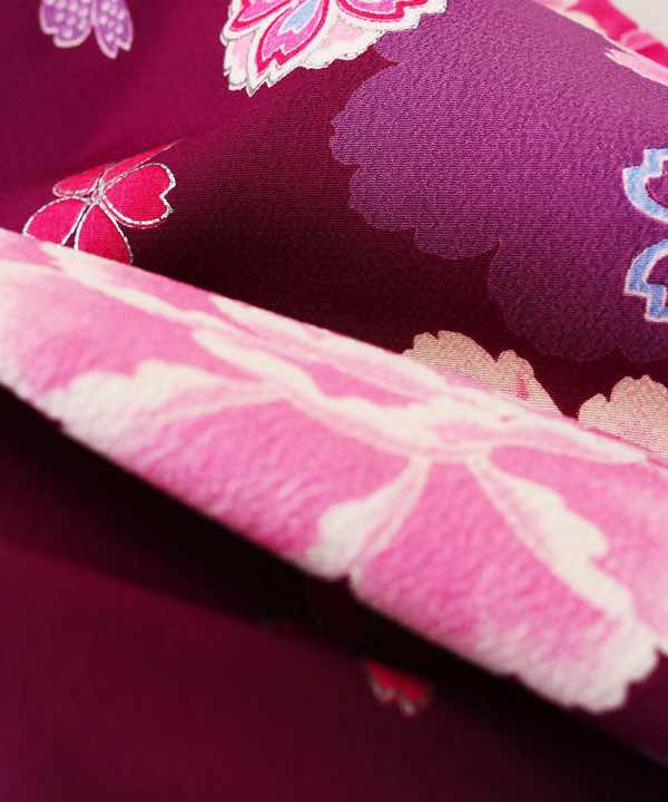 卒業式袴レンタル | 紫にピンク調花模様