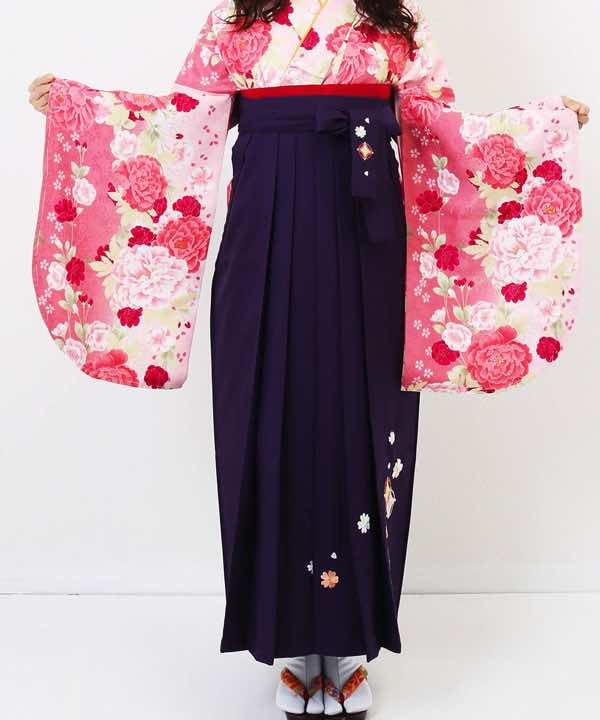 卒業式袴レンタル | ガーリーズピンク×紫刺繍袴