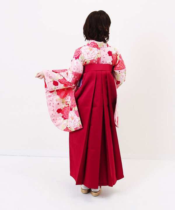 卒業式袴レンタル | ガーリーズピンク×赤刺繍袴・紫半幅帯