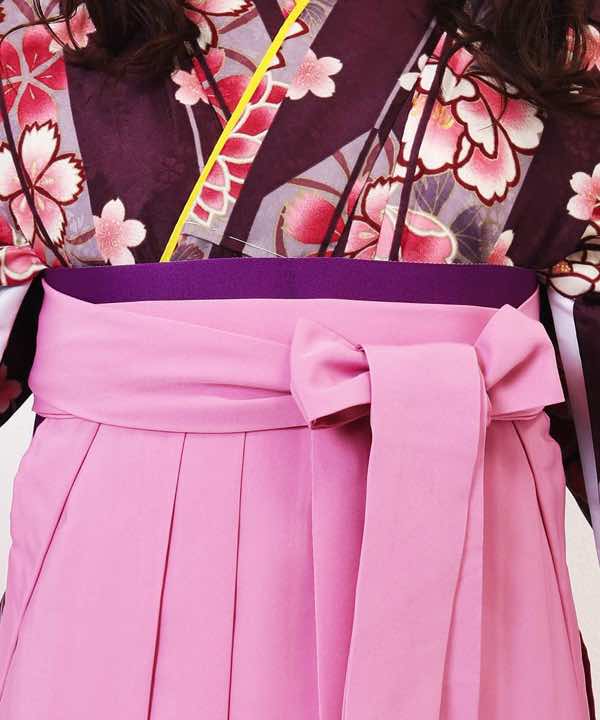 卒業式袴レンタル | 茶紫の大矢絣×ピンク袴