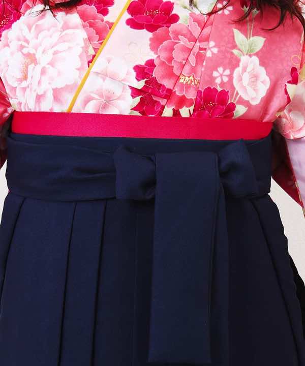 卒業式袴レンタル | ガーリーズピンク×ピンク刺繍紺袴
