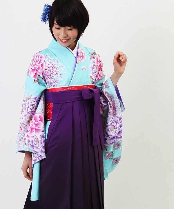 卒業式袴レンタル | 空色と紫袴の菊の花