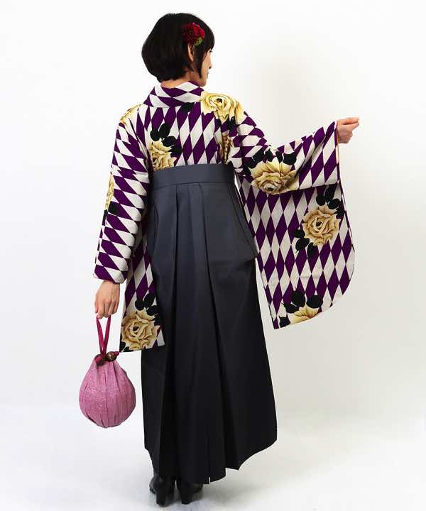 卒業式袴レンタル | ダイヤバラード(紫) 灰暈し袴