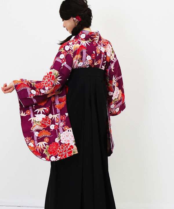 卒業式袴レンタル | パープルオールド(紫伊達衿)×黒袴