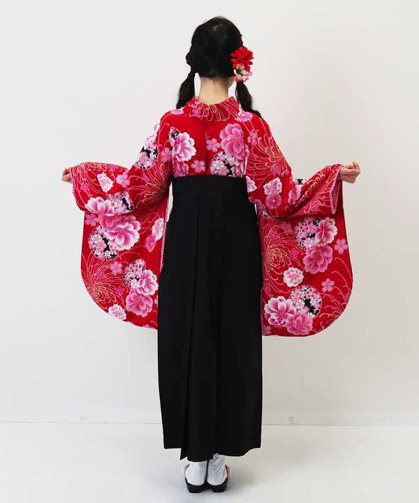 卒業式袴レンタル | 赤地に桜と乱菊