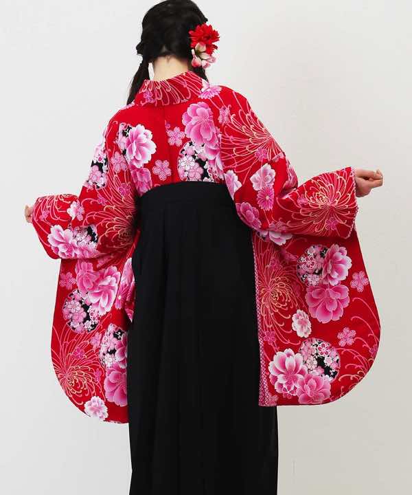卒業式袴レンタル | 赤地に桜と乱菊