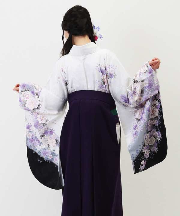 卒業式袴レンタル | 白・紫・黒のぼかし二尺 | hataori(ハタオリ)