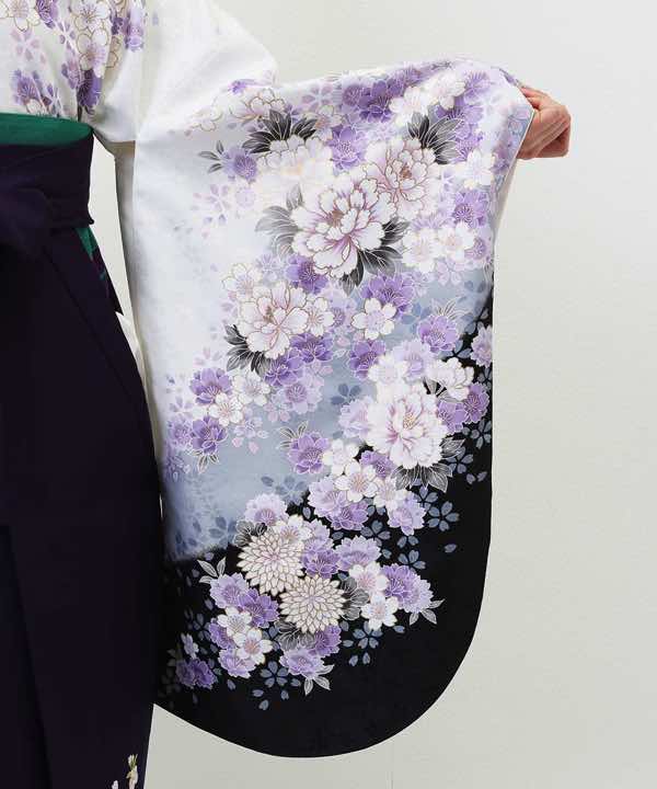 卒業式袴レンタル | 白・紫・黒のぼかし二尺
