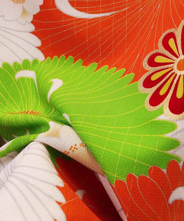 卒業式袴レンタル | オレンジ×黄緑×白のモダン菊