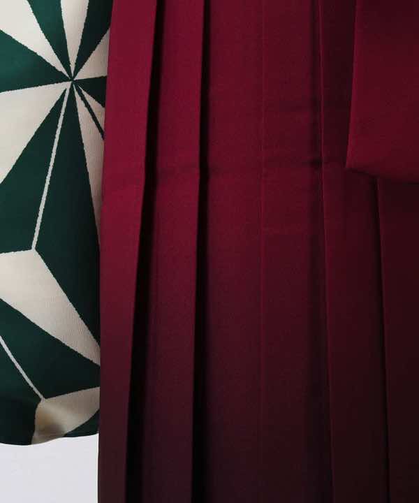 卒業式袴レンタル | 緑と白の麻の葉 ワインぼかし袴