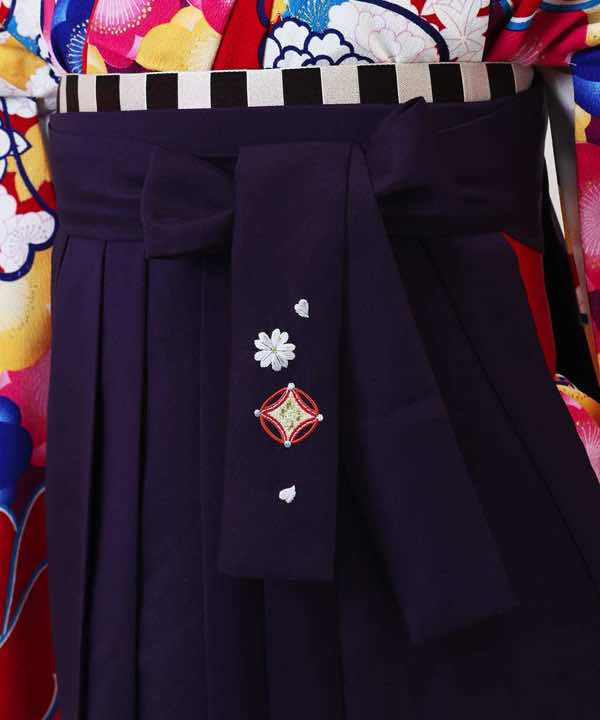 卒業式袴レンタル | 三色の桜 マルチB 紫刺繍袴