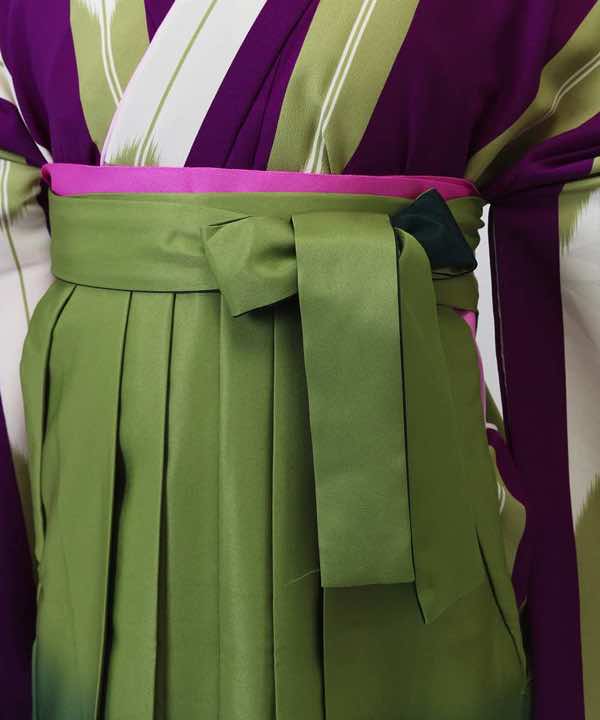 卒業式袴レンタル | 紫の矢絣(細) 黄緑暈し袴