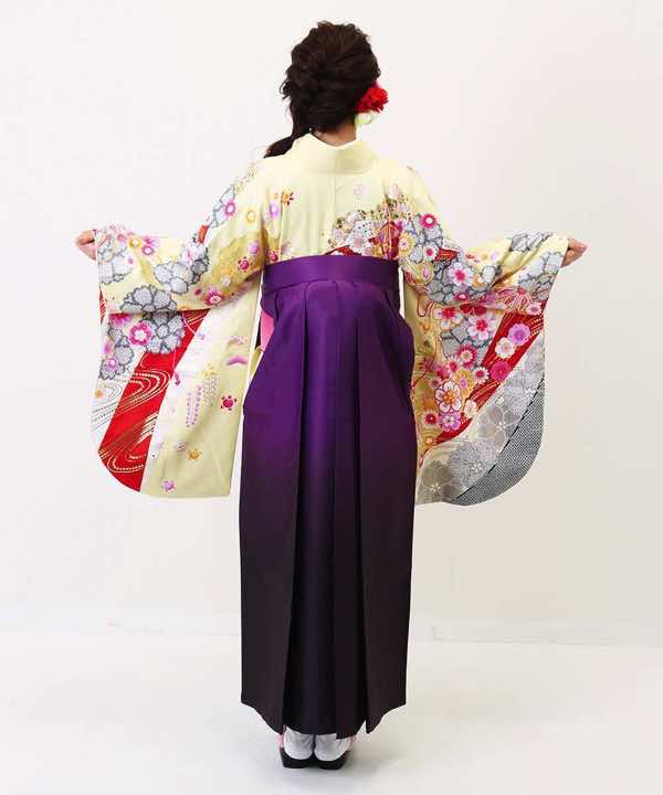 卒業式袴レンタル | 絞り調 クリーム色に桜