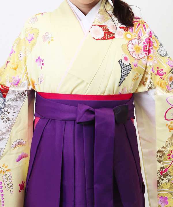 卒業式袴レンタル | 絞り調 クリーム色に桜