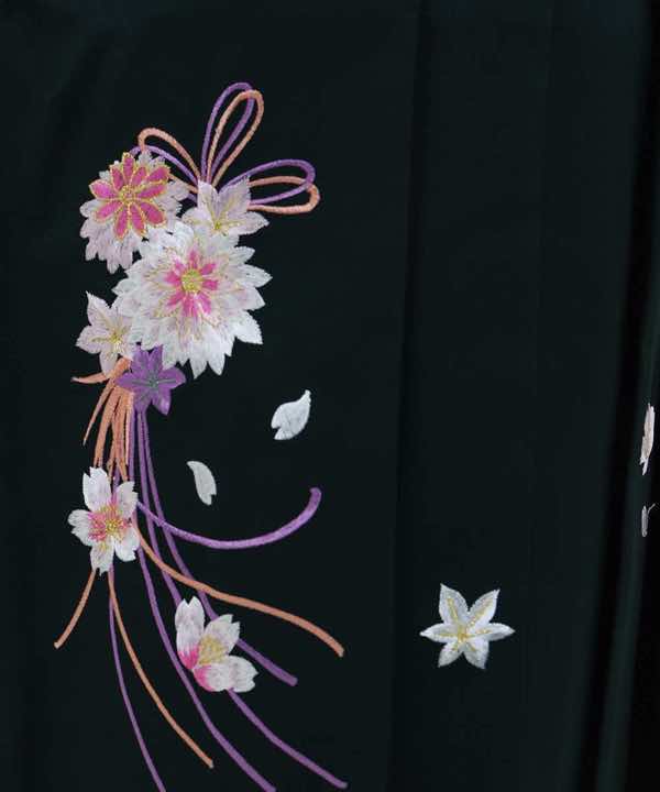 卒業式袴レンタル | 夜星の絞り柄×緑刺繍袴