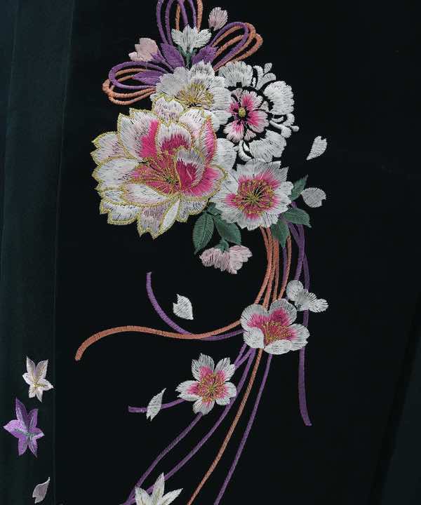 卒業式袴レンタル | 夜星の絞り柄×緑刺繍袴