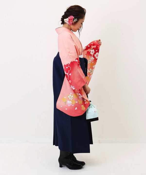 卒業式袴レンタル | 春さくら色 紺色袴