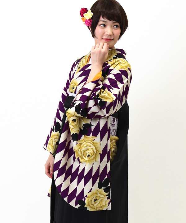 卒業式袴レンタル | ダイヤバラード(紫) 黒袴