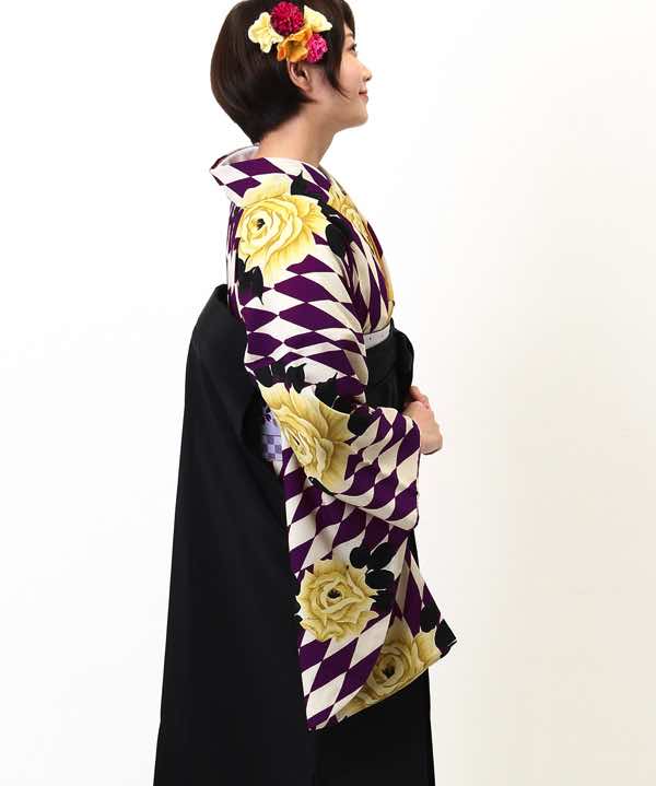 卒業式袴レンタル | ダイヤバラード(紫) 黒袴