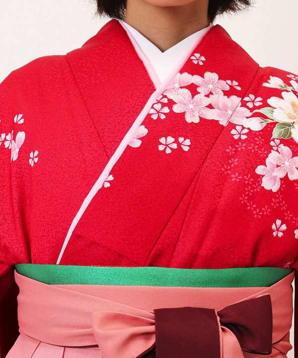 卒業式袴レンタル | 赤暈しに芍薬と小桜