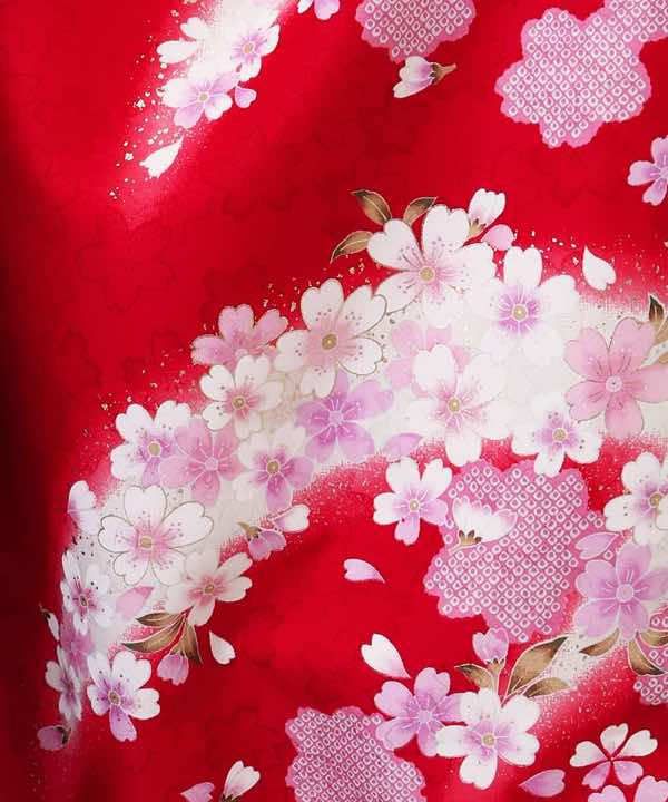卒業式袴レンタル | 赤に流れる美しい桜 灰暈しの袴