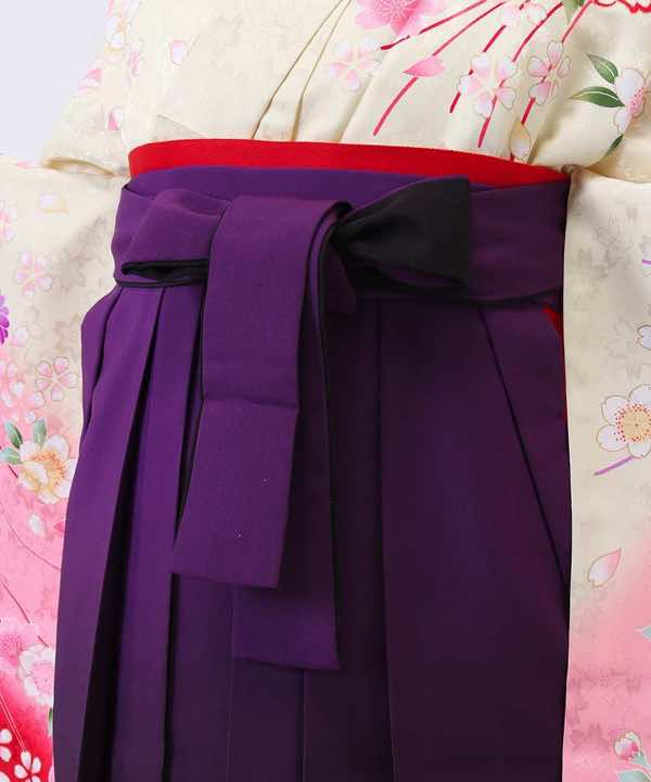 卒業式袴レンタル | クリームピンクの花結び 紫暈し刺繍袴