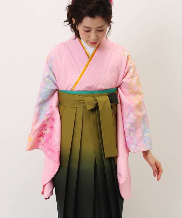 卒業式袴レンタル | 薄桃色に彩りの小桜 鶯暈し袴