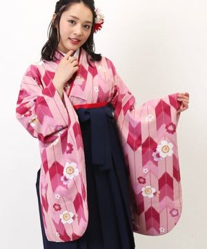 卒業式袴 | サクラの矢絣 紺桜刺繍袴
