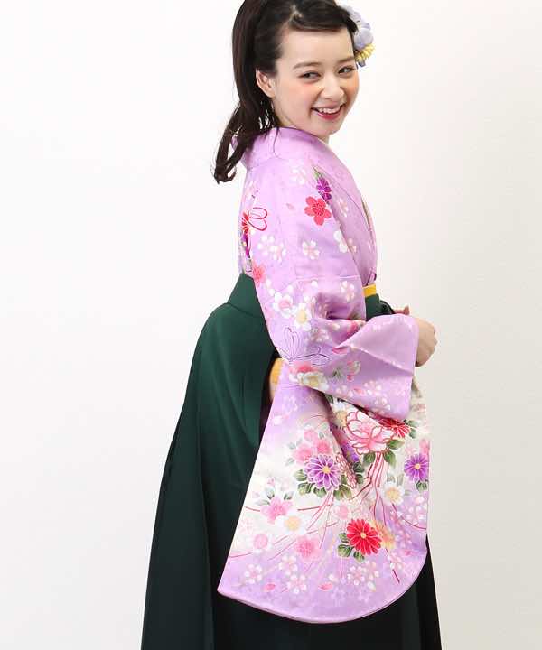 卒業式袴レンタル | 薄紫に薬玉と桜 緑ぼかし刺繍袴