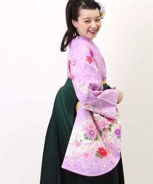 卒業式袴 | 薄紫に薬玉と桜 緑ぼかし刺繍袴