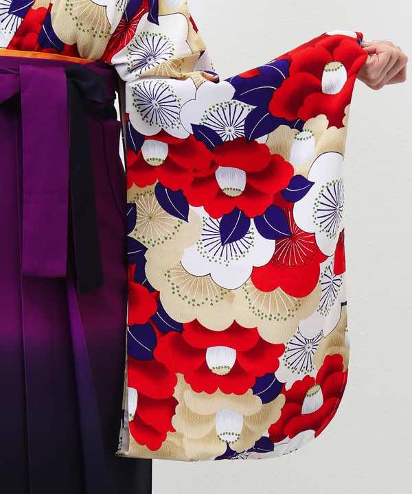 卒業式袴レンタル | 三色椿 紫暈し袴